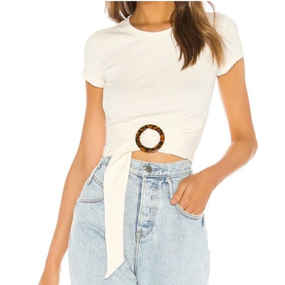 Lovers + Friends  | Cream Lynn Buckle Belt Crop Top M - Picture 2 of 11